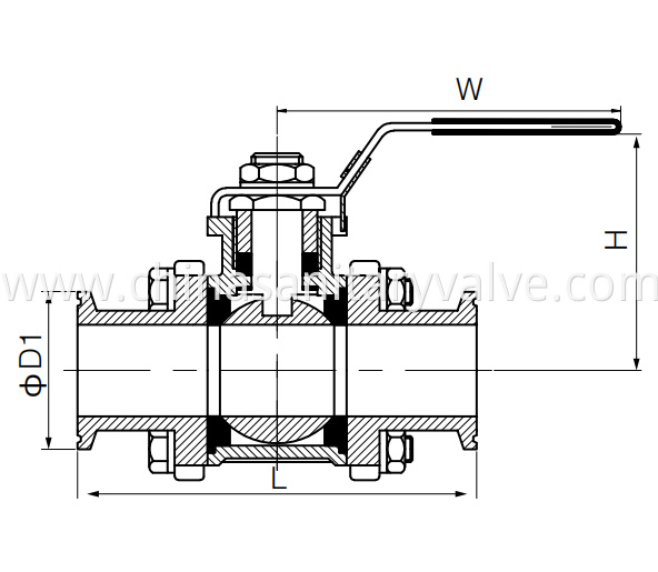 Sanitary Clamp Three Piece Non-retention Ball Valve